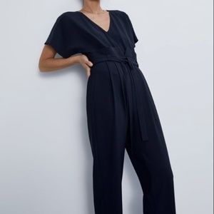 Zara navy high wasted jumpsuit